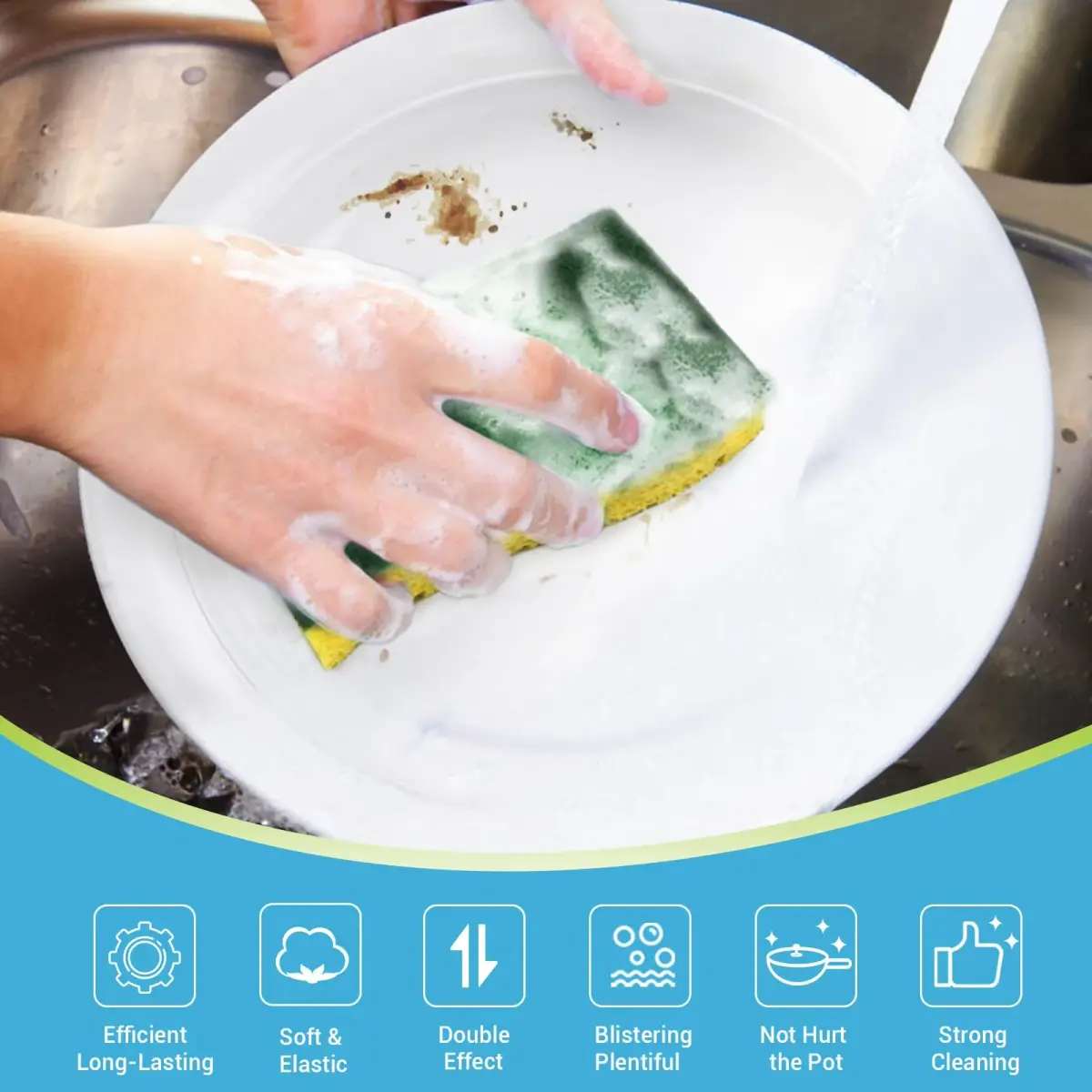 AIDEA Heavy Duty Cleaning Sponges (12 Count, Green) | Natural Biodegradable Scrubbing Power - view 2