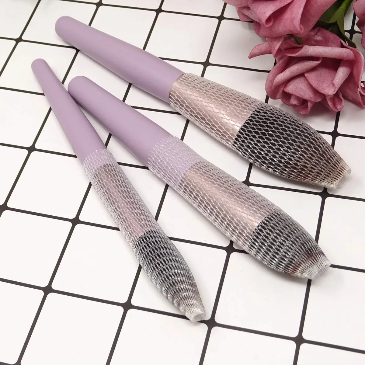 Honbay White 100PCS Makeup Brush Protector Mesh Covers | Expandable & Reusable - view 3