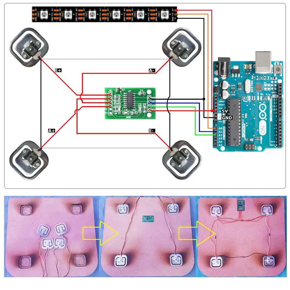 DIYmalls Load Cell 50kg Half Bridge Strain Gauge Weight Sensor HX711 Module | 4pcs Load Cell 50kg + 1pcs HX711 Module - view 3