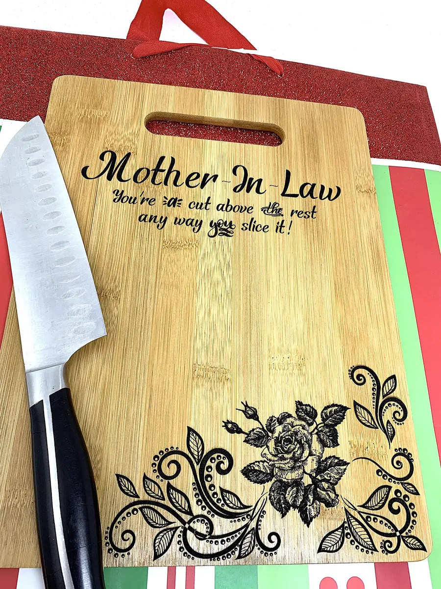 Joel's Picks Engraved Bamboo Cutting Board 23.5cm x 32.4cm | Mother-in-Law Gift with Custom Quotes - view 2