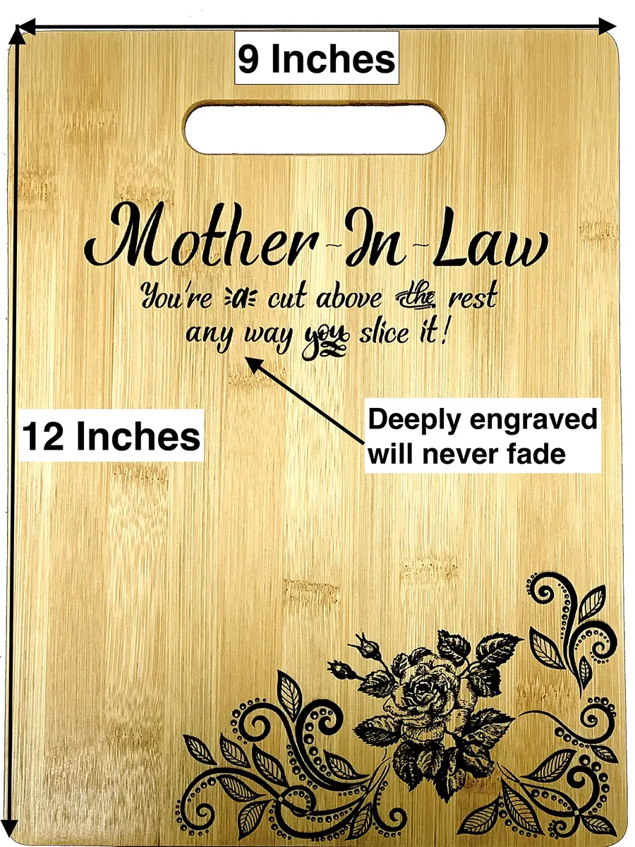 Joel's Picks Engraved Bamboo Cutting Board 23.5cm x 32.4cm | Mother-in-Law Gift with Custom Quotes - view 3