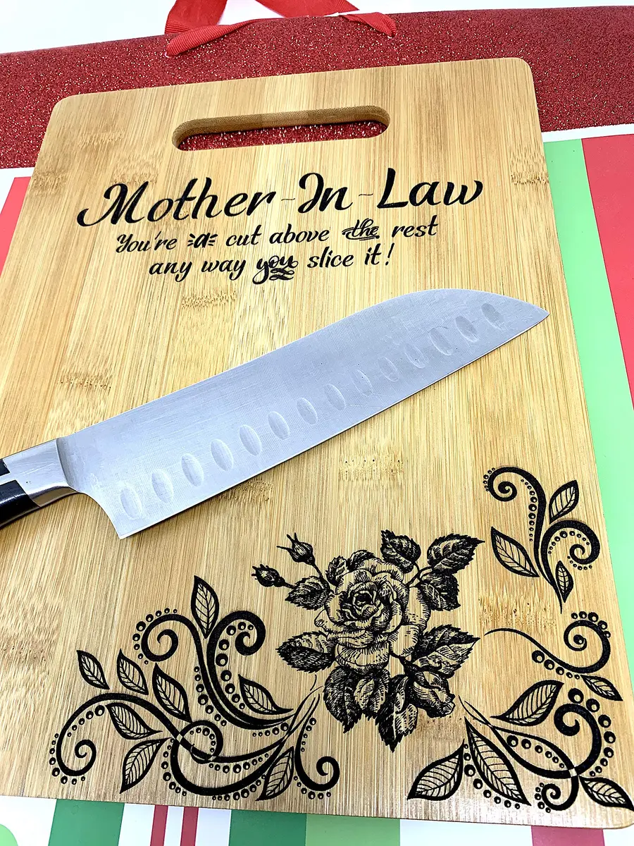 Joel's Picks Engraved Bamboo Cutting Board 23.5cm x 32.4cm | Mother-in-Law Gift with Custom Quotes - view 4