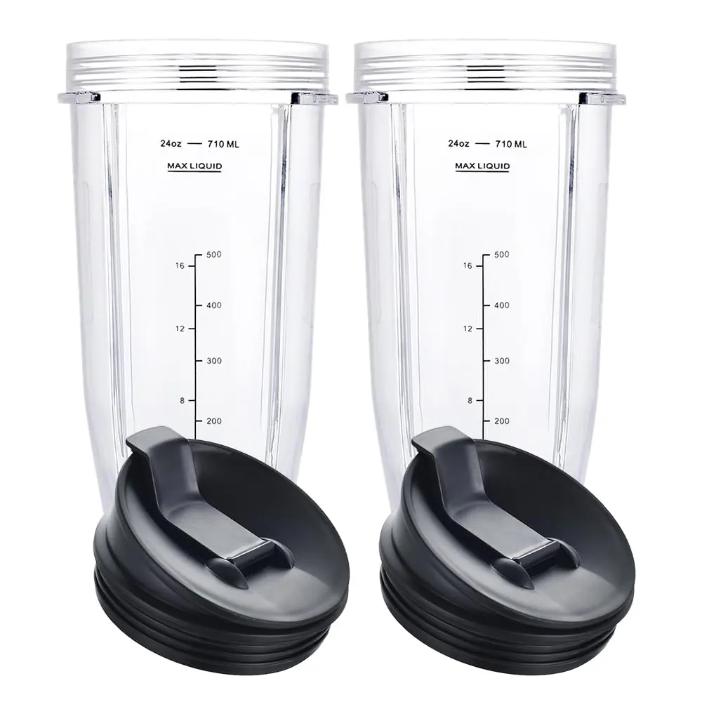 WWjiuyue 24oz Blender Cups with Sip & Seal Lids, 2-Pack | Compatible with Ninja Auto IQ Series BL480 BL481 BL482 BL490 BL640 BL680 BL450 - main product image