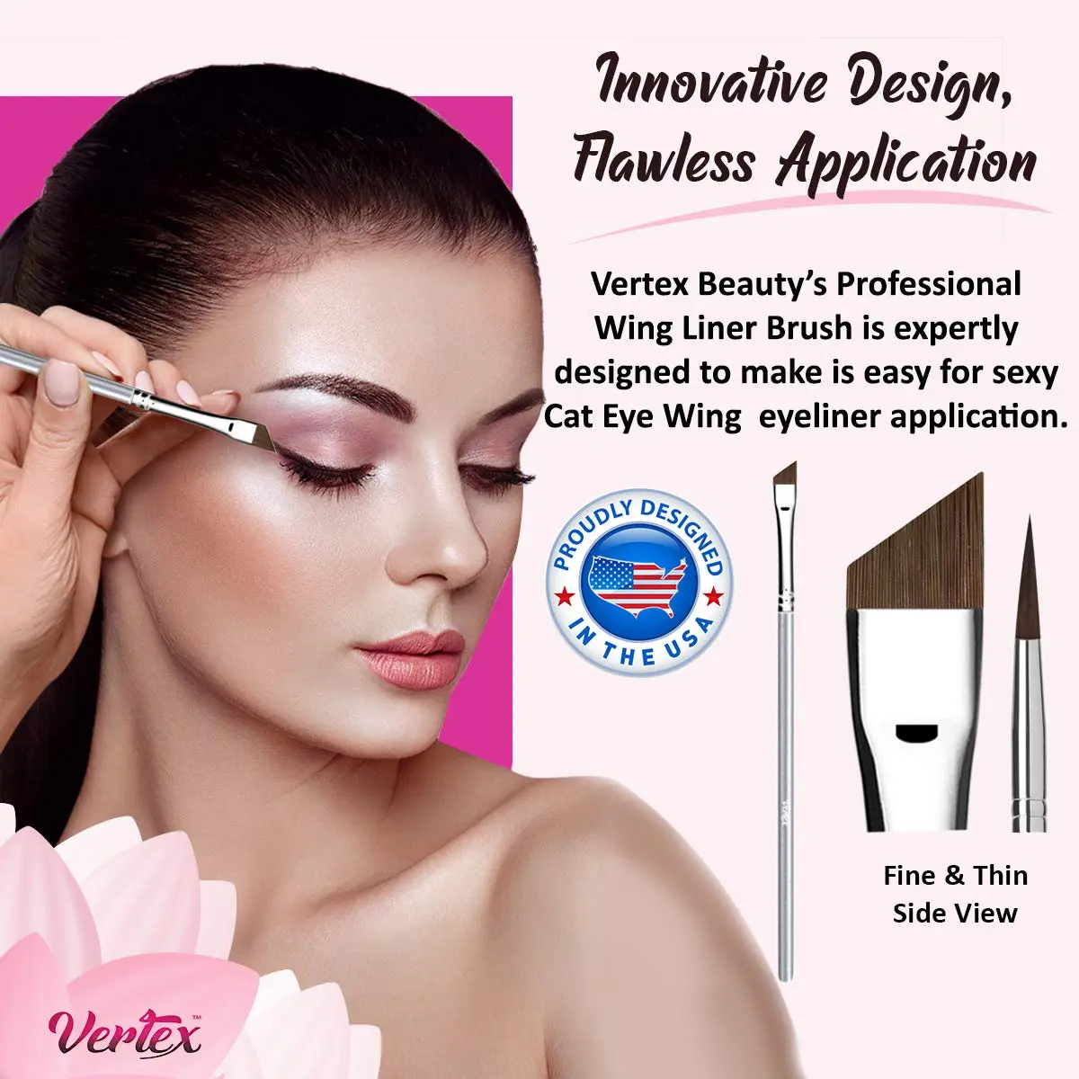 Vertex Angled Eyeliner Brush Slanted for Clean Lines | Precision Winged Liner for Gel & Liquid Liner - view 2