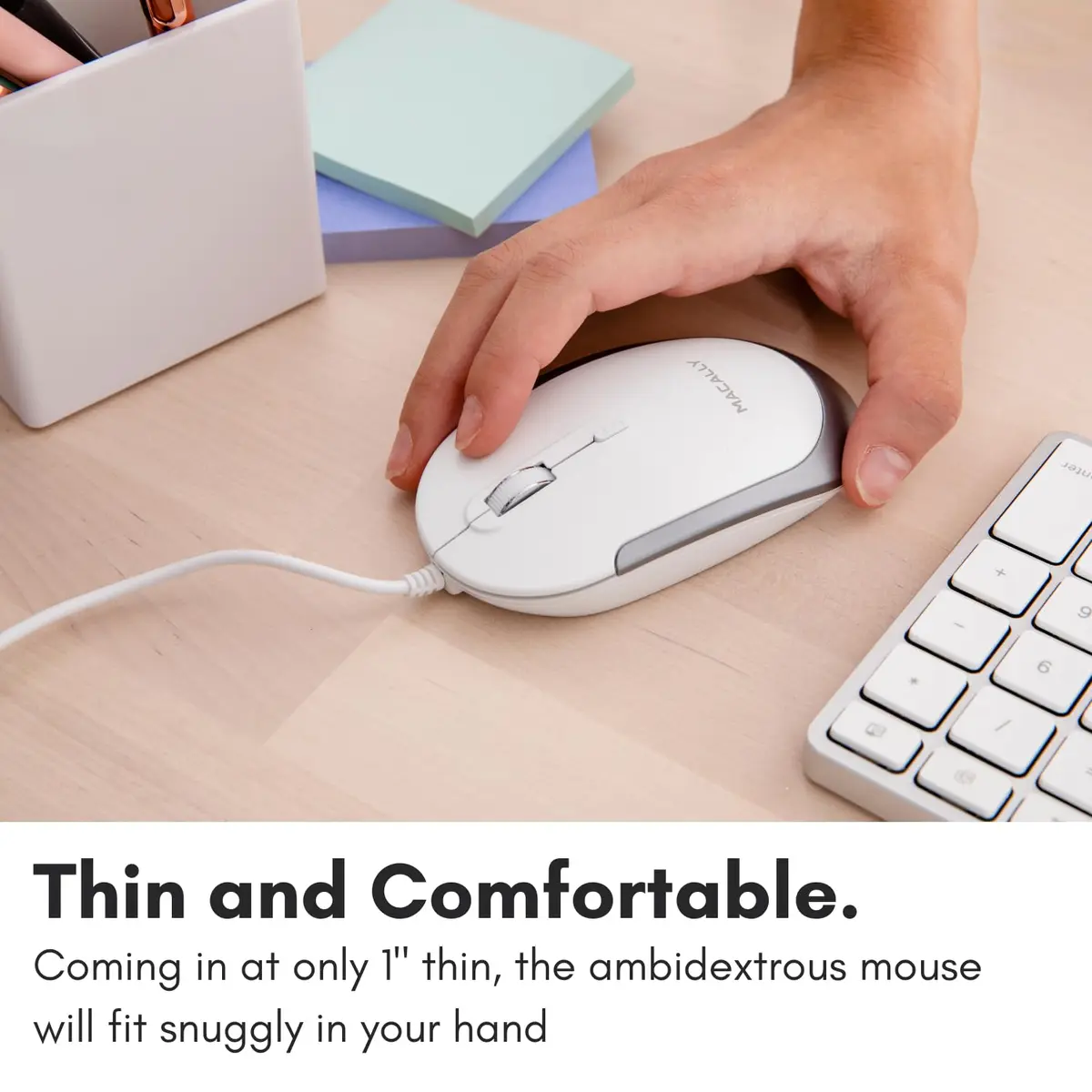 Macally Wired USB C Mouse for Mac & Windows - 3 Button & Scroll Wheel | Ambidextrous Design, DPI Switch 800/1200/1600/2400 - view 3
