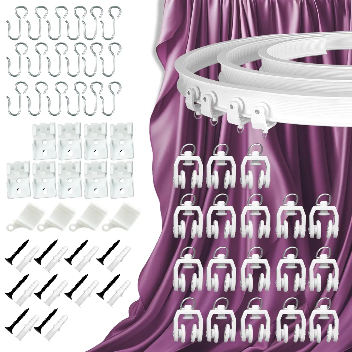 UrbanRed Flexible Ceiling Curtain Track Kit, Curved Room Divider Rail, 25 cm (10 inches) | Easy Install Room Divider - main product image