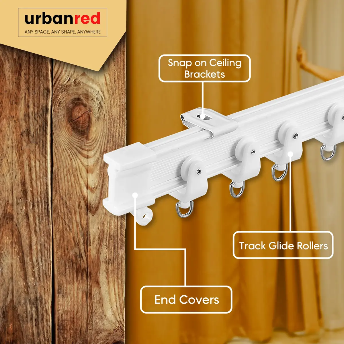 UrbanRed Flexible Ceiling Curtain Track Kit, Curved Room Divider Rail, 25 cm (10 inches) | Easy Install Room Divider - view 3