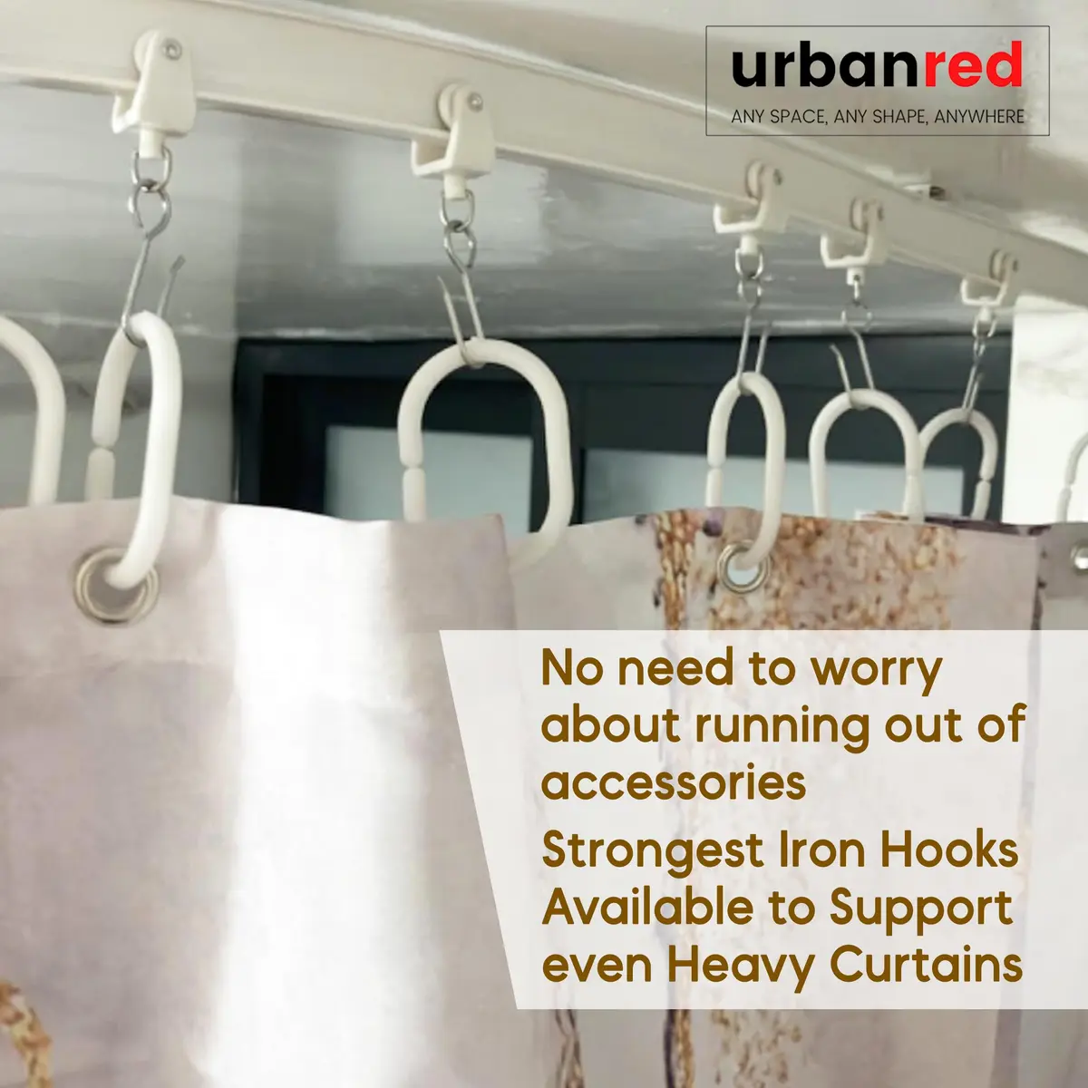 UrbanRed Flexible Ceiling Curtain Track Kit, Curved Room Divider Rail, 25 cm (10 inches) | Easy Install Room Divider - view 4