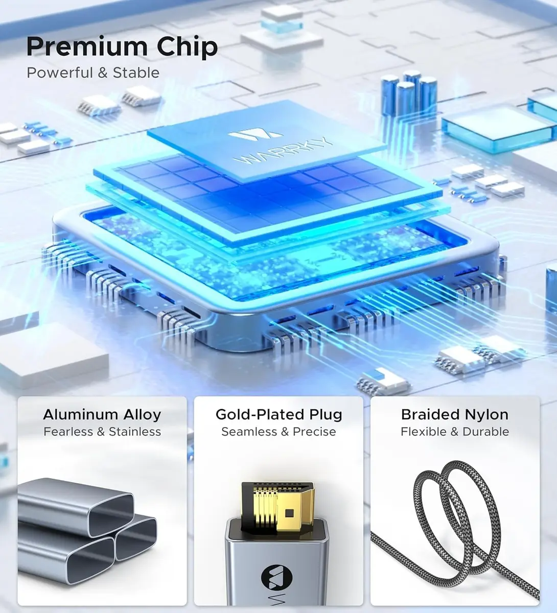Warrky USB C to HDMI Cable 6FT (1.83m) | 4K@60Hz High-Speed Thunderbolt 3/4 Compatible - view 6