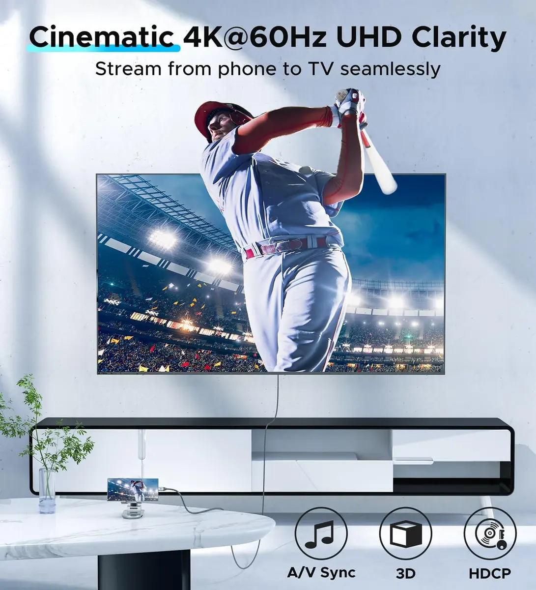 Warrky USB C to HDMI Cable 6FT (1.83m) | 4K@60Hz High-Speed Thunderbolt 3/4 Compatible - view 2