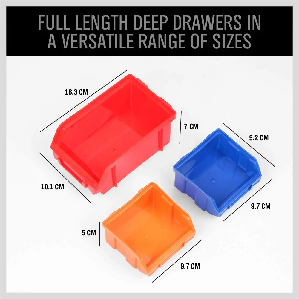 SEDY 30-Bin Wall-Mounted Storage Rack System with Peg Boards, 64cm x 38cm x 18.5cm | Organize Tools, Hardware, and Small Parts - view 3