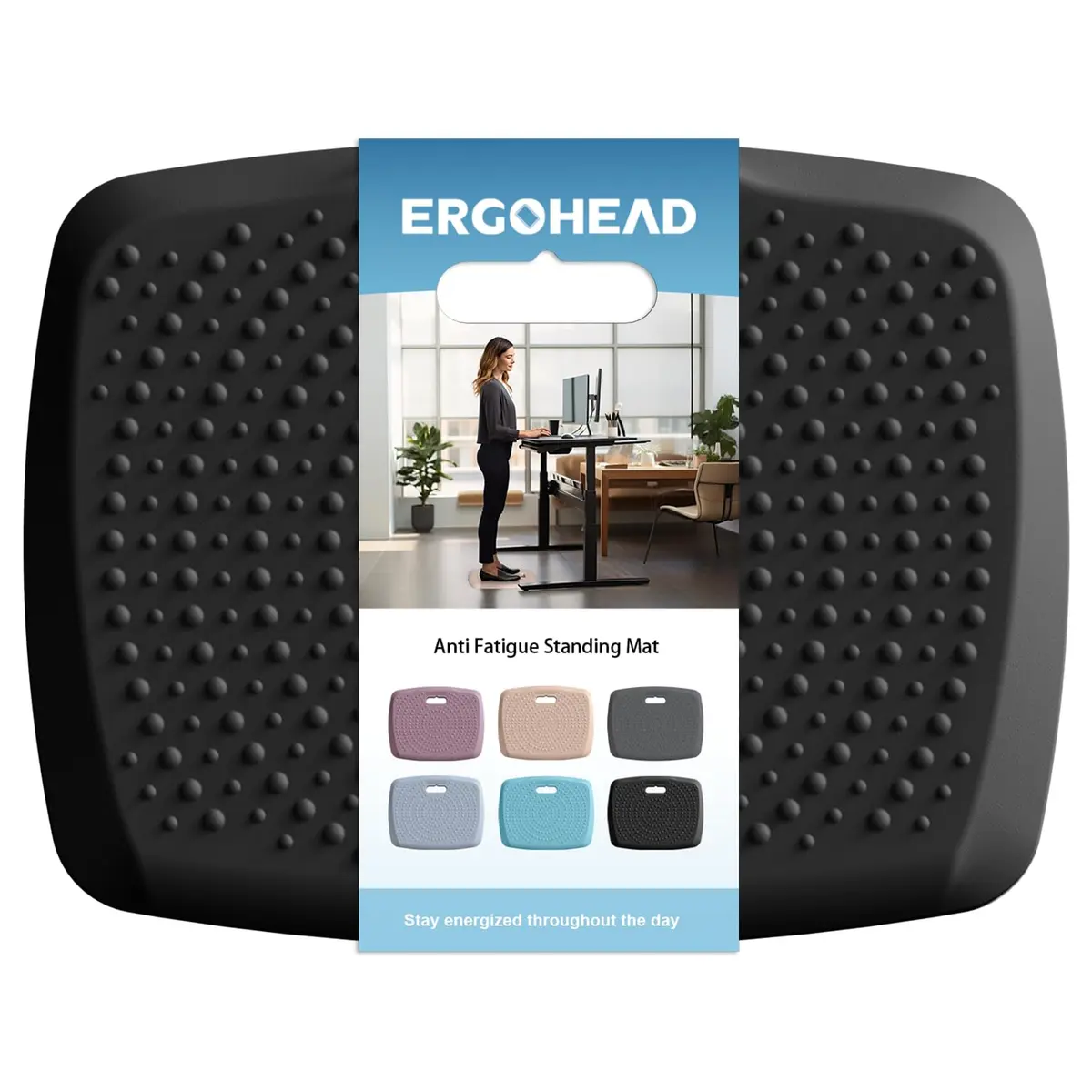 ergohead Anti Fatigue Kitchen Floor Mat Comfort Standing Mat, 17" x 22" | Relieves Fatigue & Supports Feet - main product image