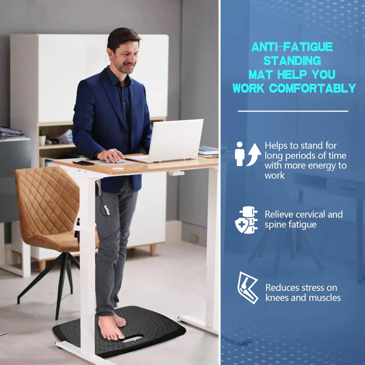 ergohead Anti Fatigue Kitchen Floor Mat Comfort Standing Mat, 17" x 22" | Relieves Fatigue & Supports Feet - view 2