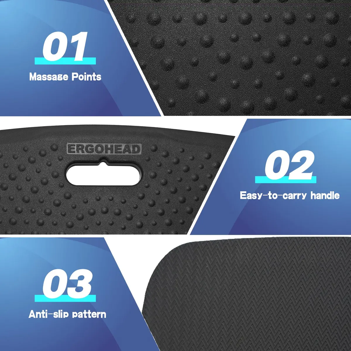 ergohead Anti Fatigue Kitchen Floor Mat Comfort Standing Mat, 17" x 22" | Relieves Fatigue & Supports Feet - view 3