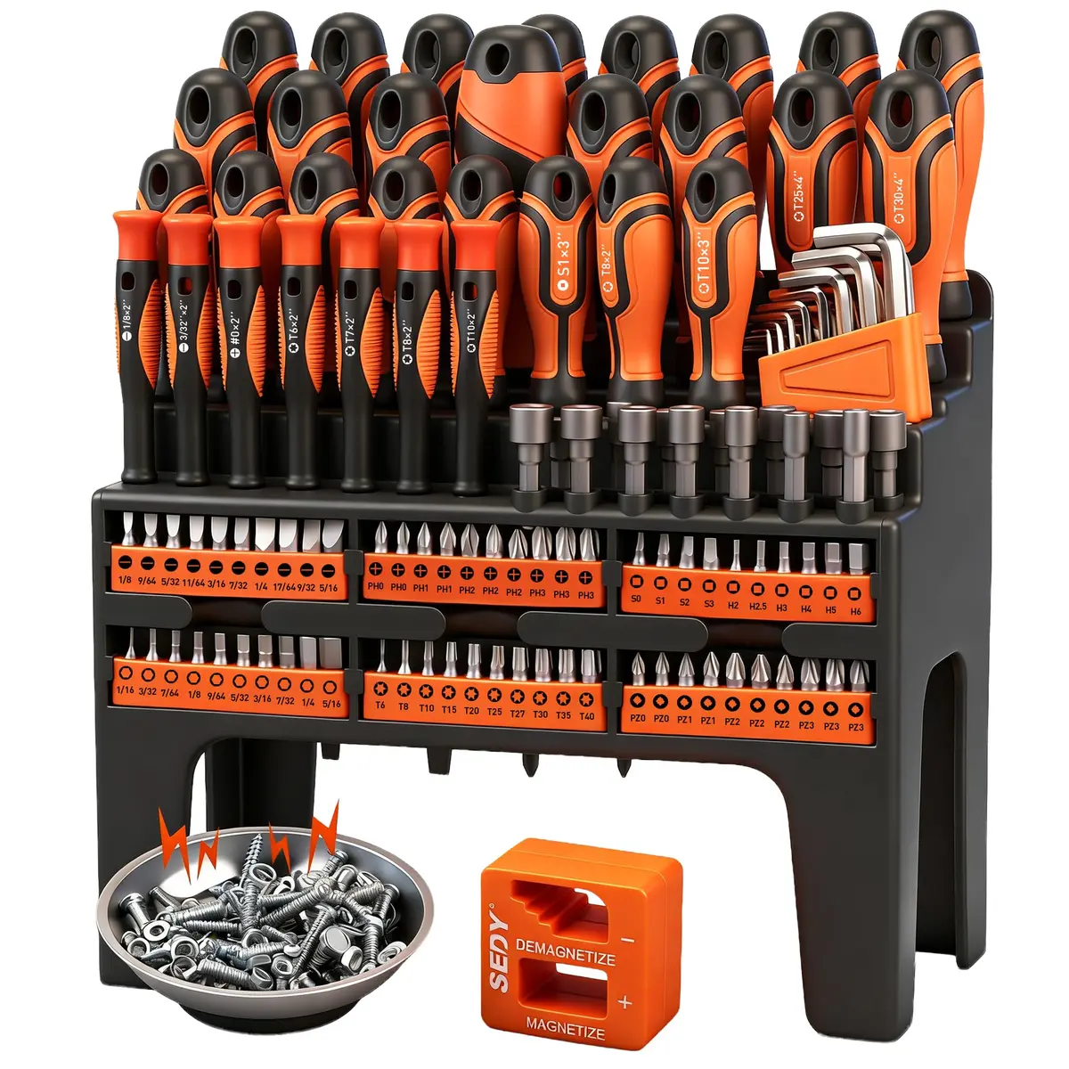 SEDY 124-Piece Magnetic Screwdriver Set with Plastic Racking | Versatile DIY Tools for Men - main product image