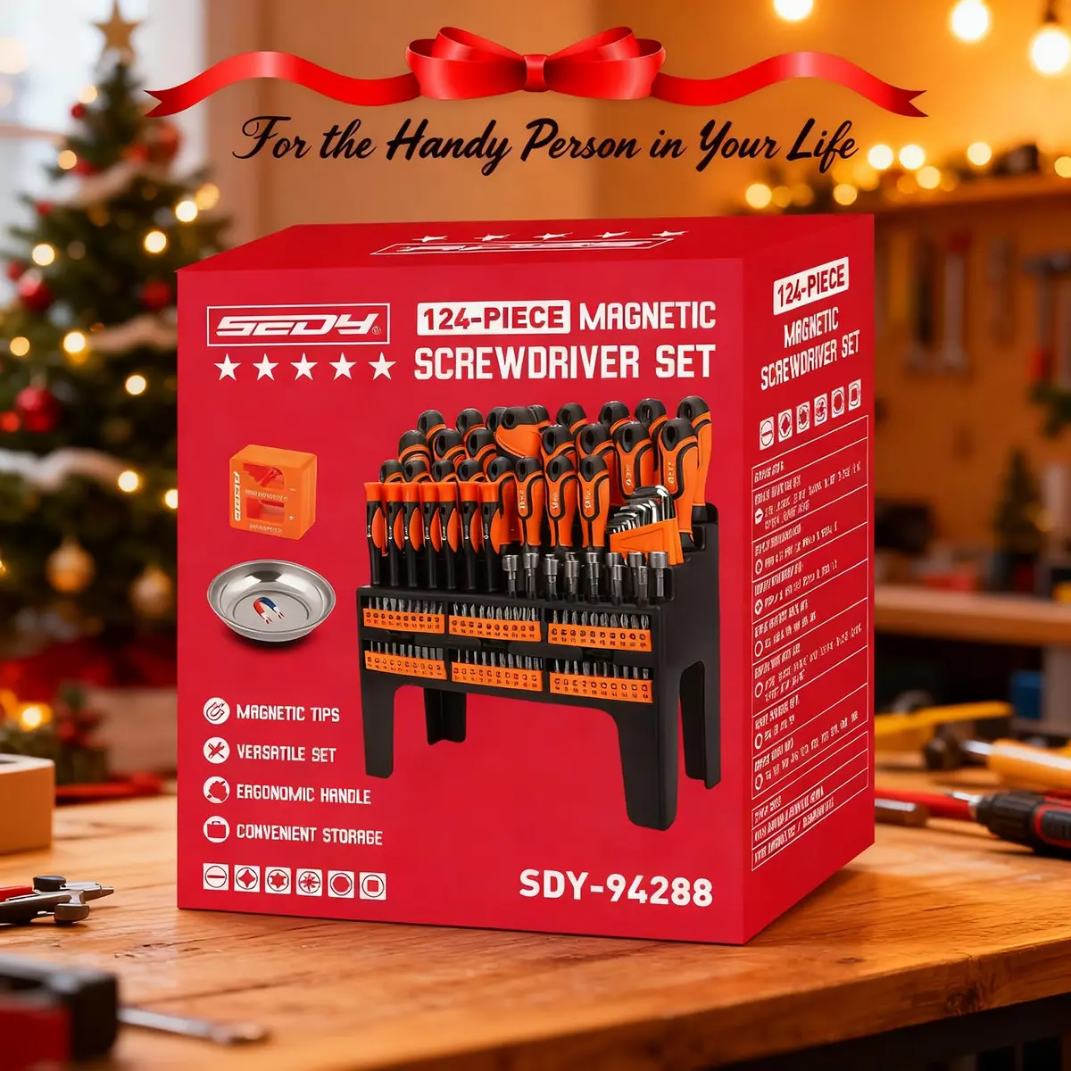SEDY 124-Piece Magnetic Screwdriver Set with Plastic Racking | Versatile DIY Tools for Men - view 9