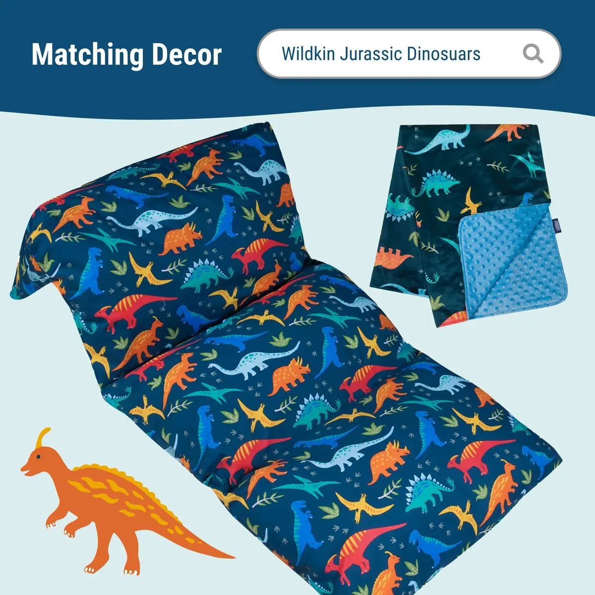 Wildkin Jurassic Dinosaurs 4-Piece Toddler Bed in a Bag Set - 132cm x 71cm (52" x 28") | OEKO-TEX Certified Cotton Comforter & Sheets - view 5