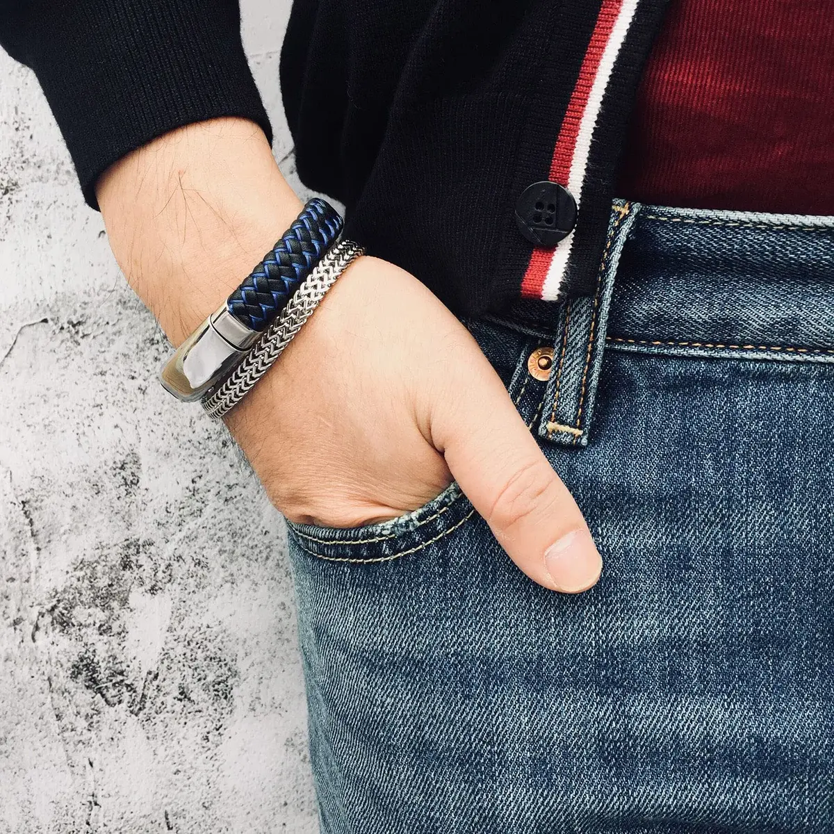 MEALGUET Bible Verse Braided Bracelet with Cross Scripture Engraved, Black Blue, 8.2-9 inches | Inspirational Christian Jewelry for Men - view 6