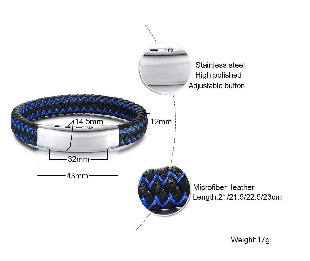 MEALGUET Bible Verse Braided Bracelet with Cross Scripture Engraved, Black Blue, 8.2-9 inches | Inspirational Christian Jewelry for Men - view 2
