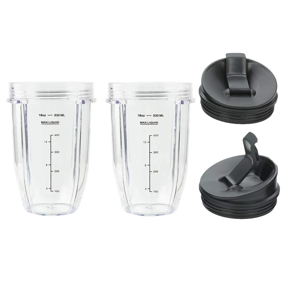 GahsElec 18oz Blender Cups with Sip & Seal Lids (2 Pack, 532ml) | Replacement Parts for Ninja Auto IQ Blenders - view 8