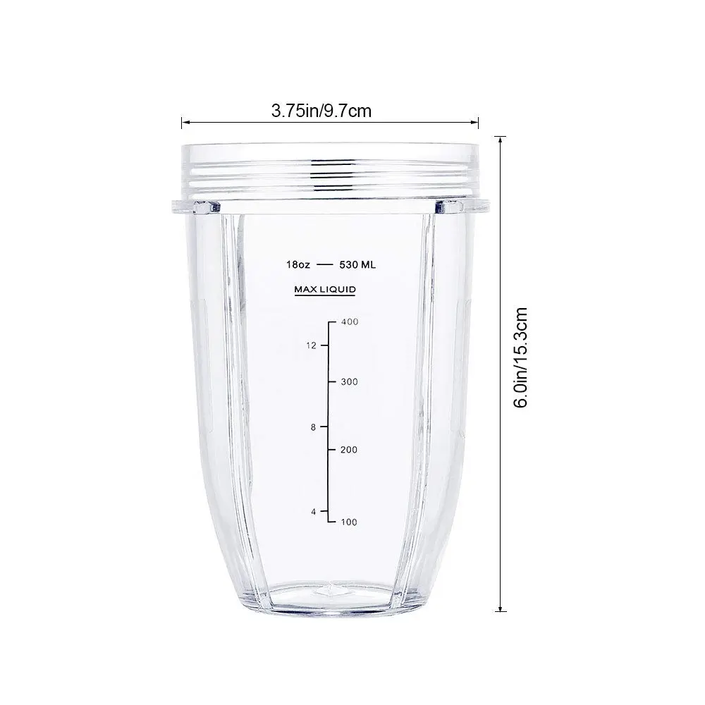 GahsElec 18oz Blender Cups with Sip & Seal Lids (2 Pack, 532ml) | Replacement Parts for Ninja Auto IQ Blenders - view 4
