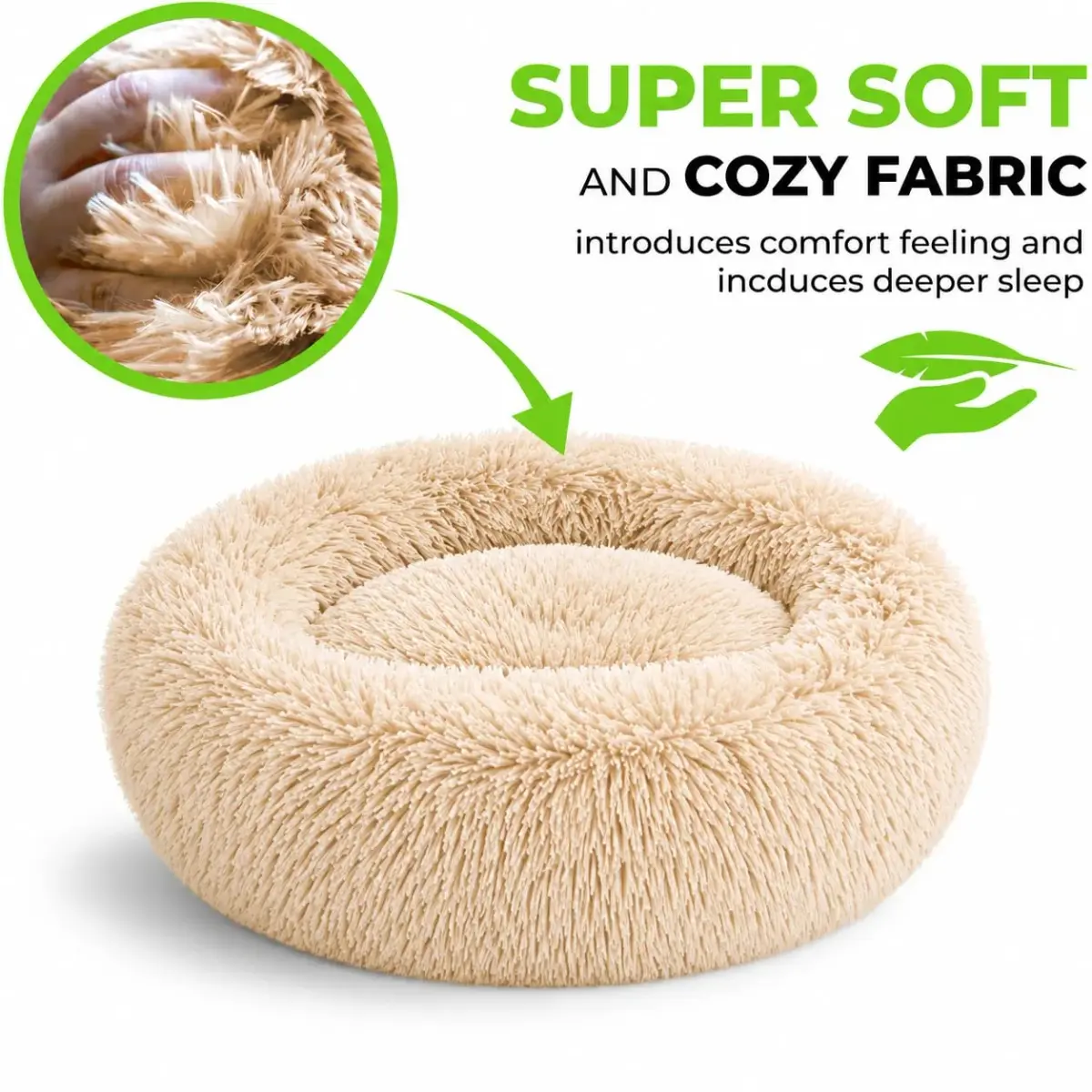 Whiskers & Friends Calming Donut Cat Bed 58cm (23") | Orthopedic Plush Pet Bed for Cats & Small Dogs - view 5