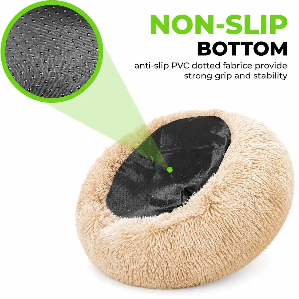 Whiskers & Friends Calming Donut Cat Bed 58cm (23") | Orthopedic Plush Pet Bed for Cats & Small Dogs - view 4