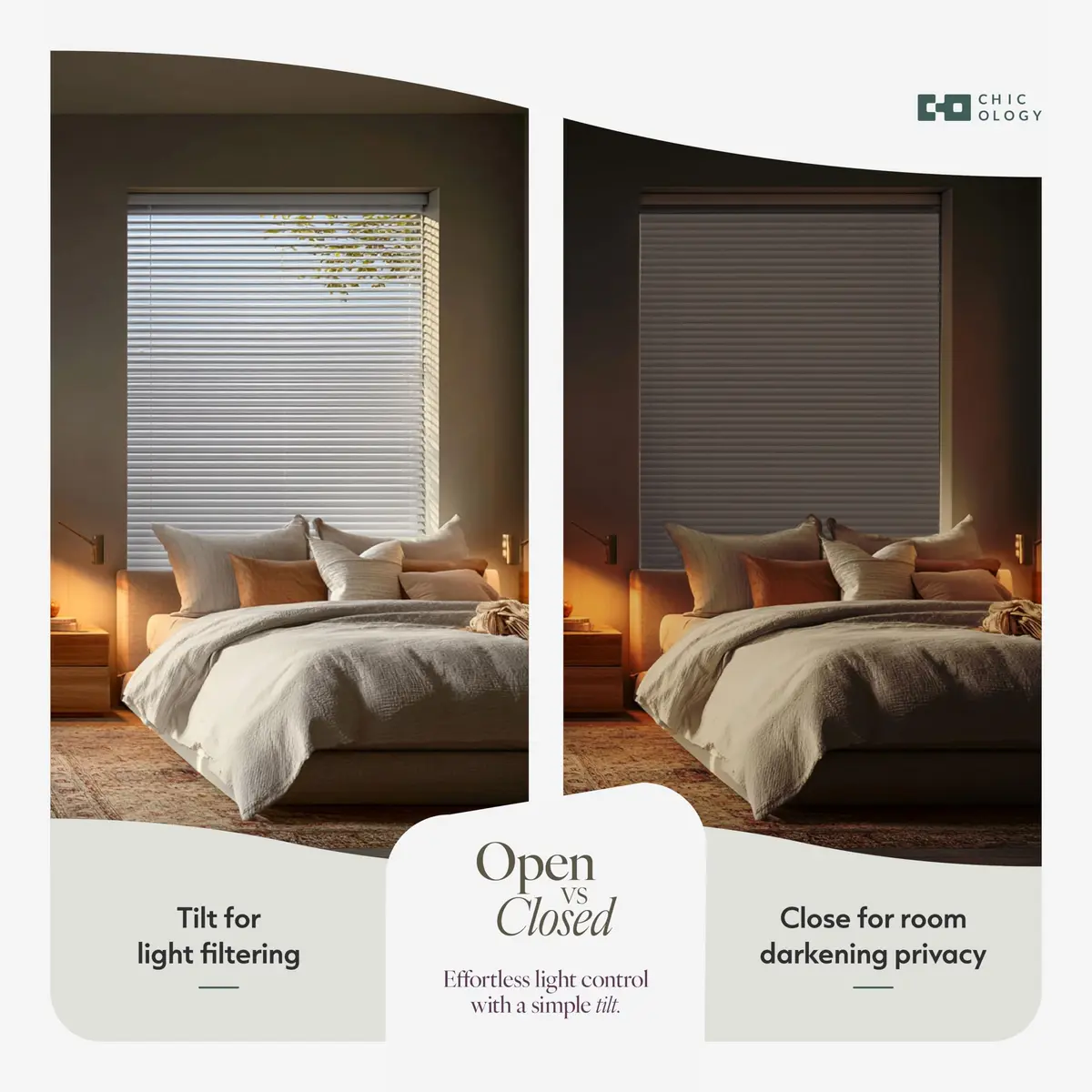 CHICOLOGY Cordless Mini Blinds 106cm x 152cm (42"W x 60"H) | White Vinyl Light Filtering to Room Darkening - view 6