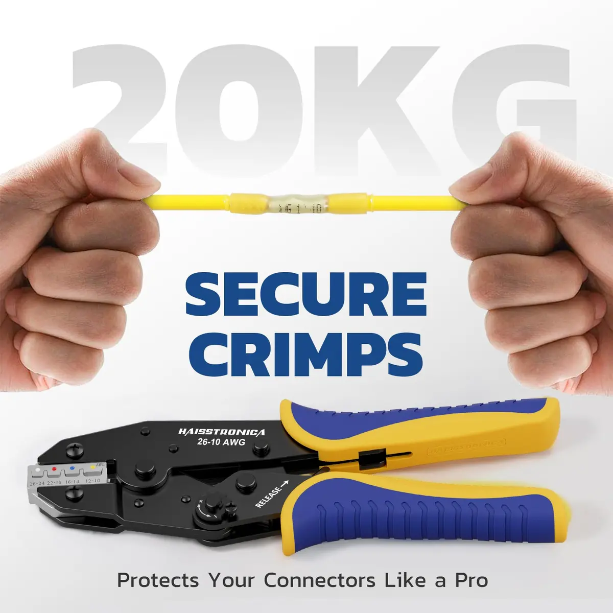 haisstronica Crimping Tool for Heat Shrink Connectors, AWG 26-10 | Precise Ratchet, Ergonomic Handle, 12-Month Warranty - view 7