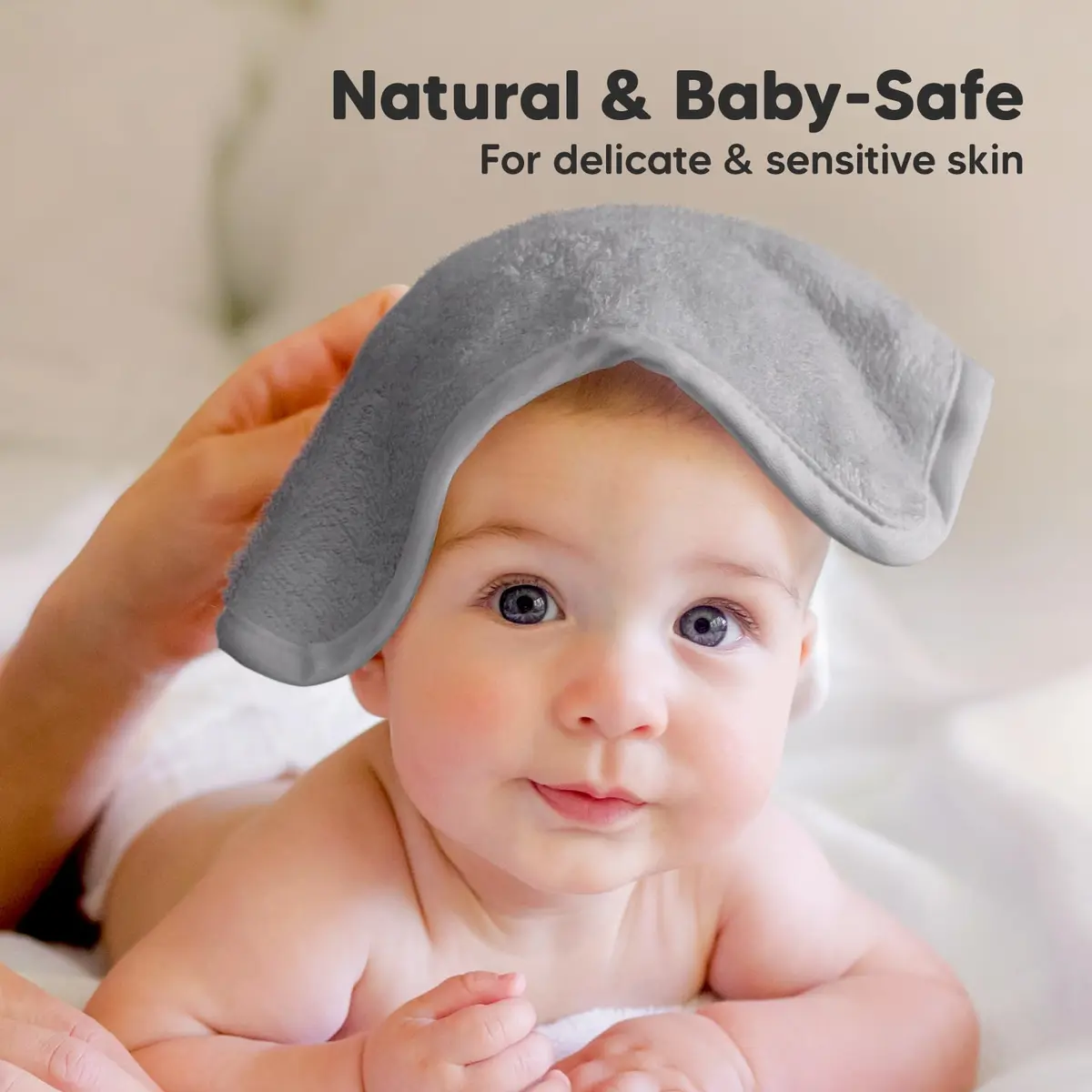 KeaBabies Baby Washcloths 10x10 in Cool Gray | Ultra-Soft Bamboo, Reusable & Absorbent for Gentle Baby Care - view 5