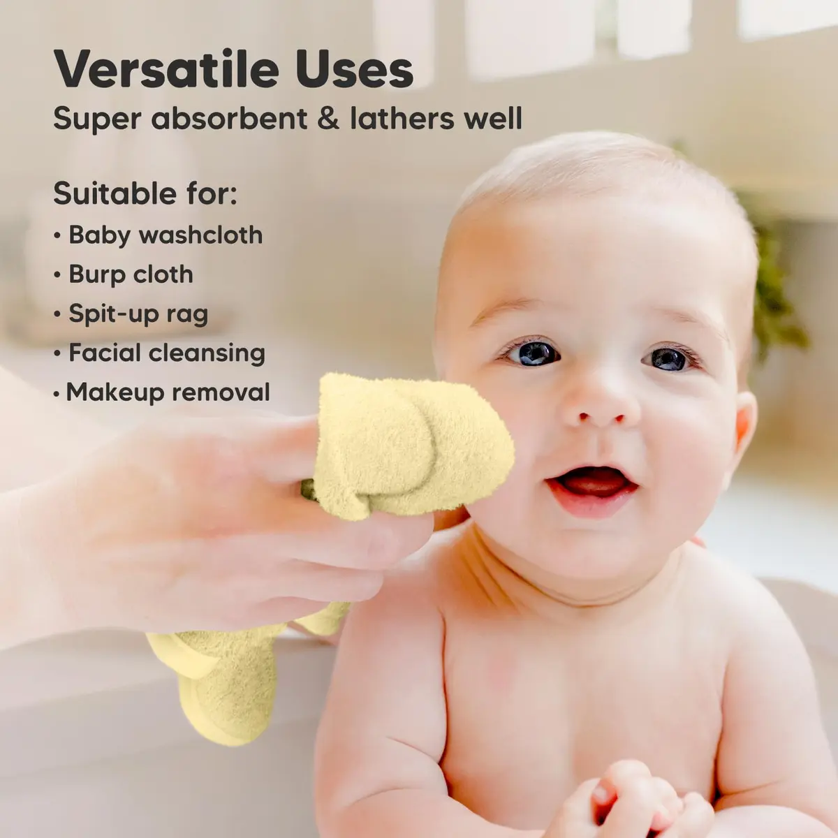 KeaBabies Baby Washcloths 6-Pack | Ultra-Soft Bamboo Face & Body Cloths for Newborns & Toddlers - view 6