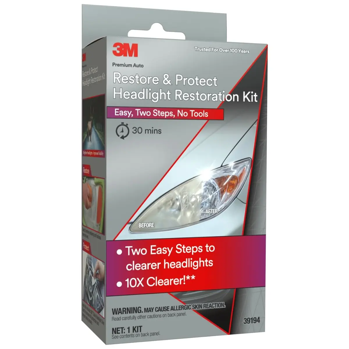 3M Headlight Restoration Kit with Clear Coat Wipes, Sanding Discs & Foam Pad | 1 Kit - view 2