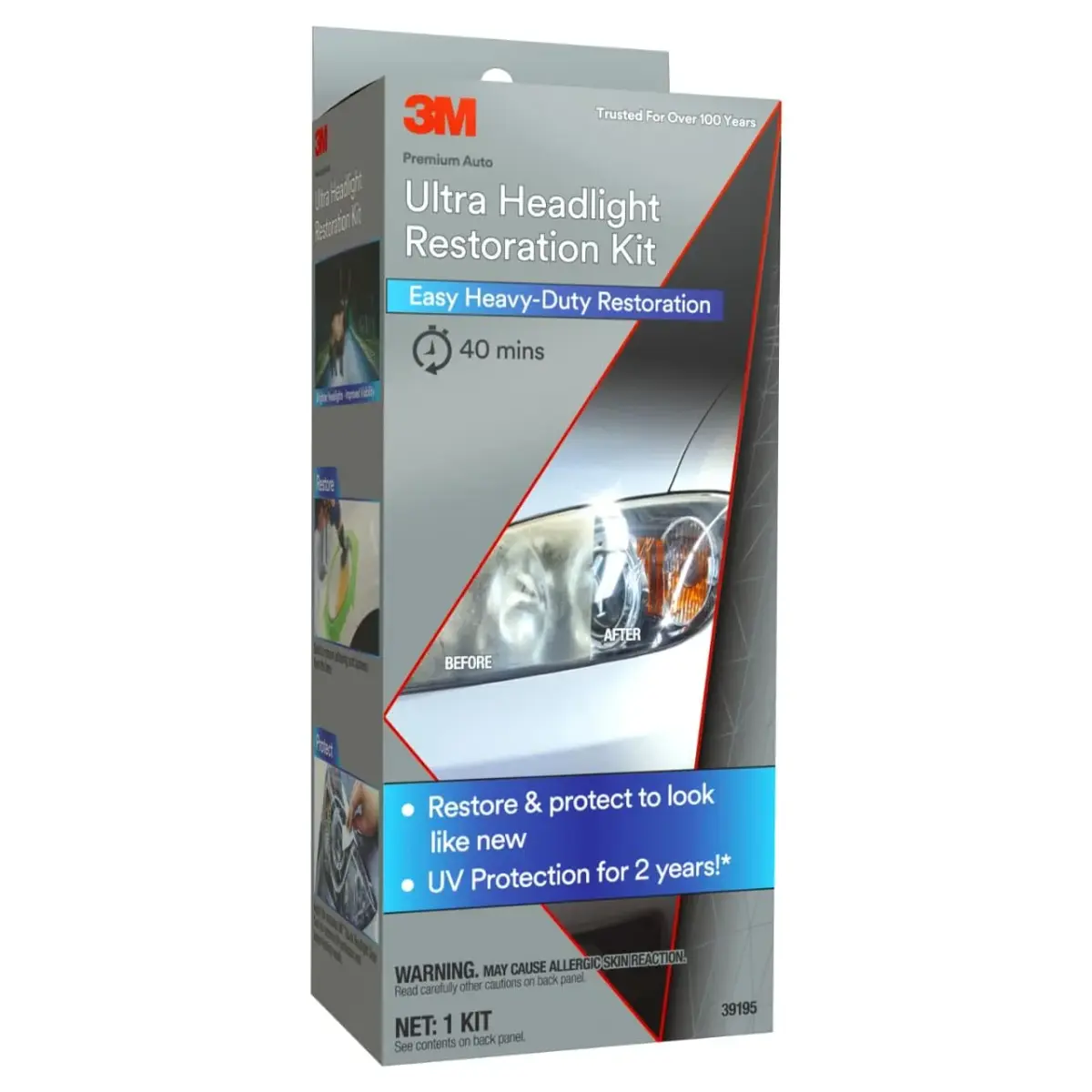 3M Ultra Headlight Restoration Kit | Heavy-Duty Plastic Lens Restorer with Sanding Discs & UV Protectant - view 3