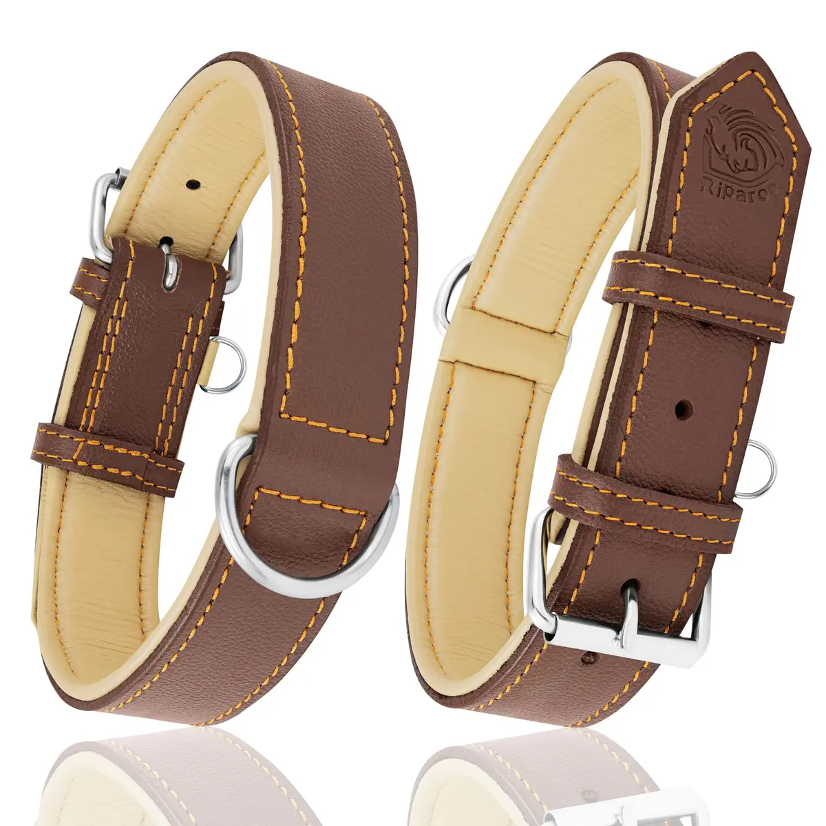 Riparo Heavy Duty Leather Dog Collar XXL 24-29" | Adjustable & Stylish - view 8
