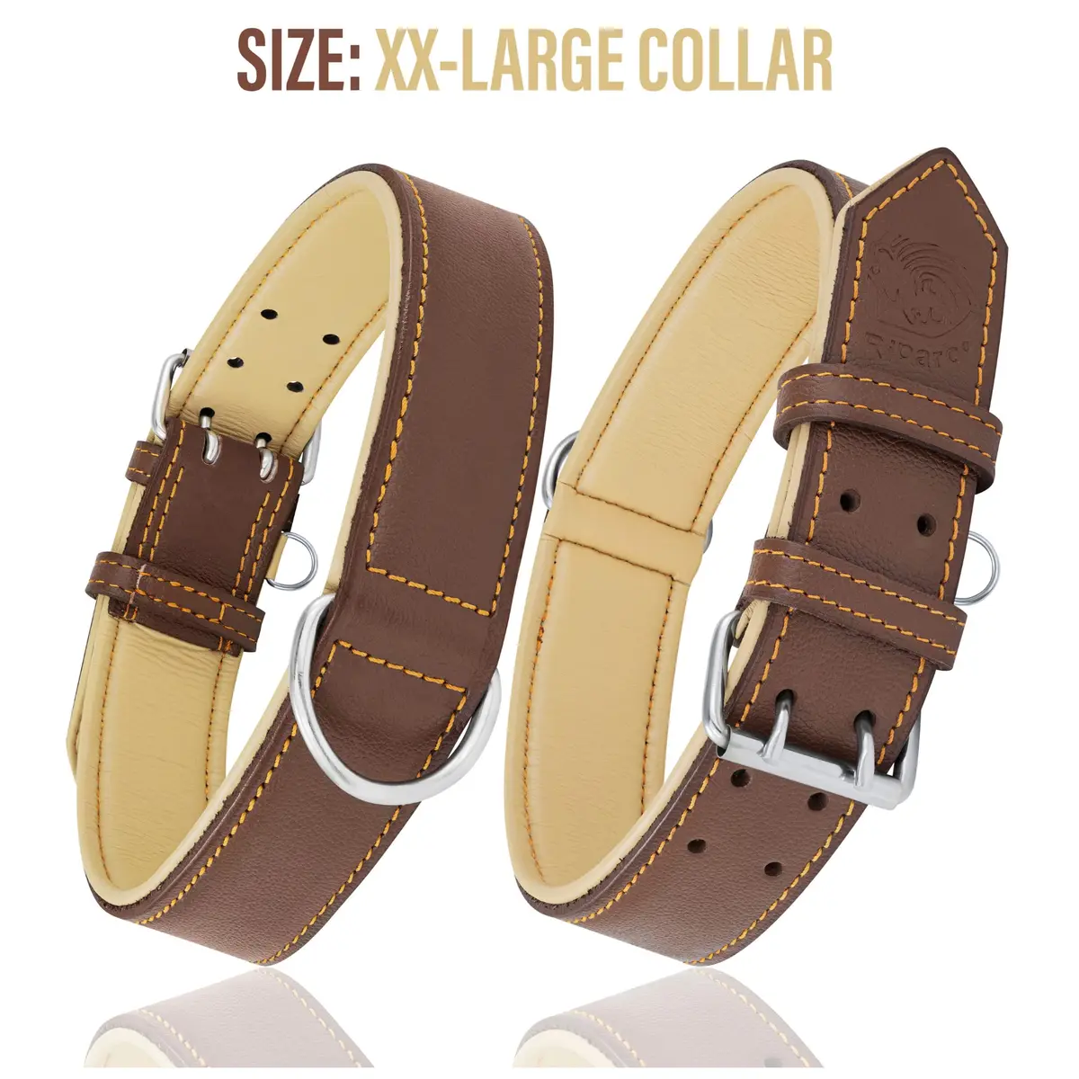 Riparo Heavy Duty Leather Dog Collar XXL 24-29" | Adjustable & Stylish - view 4