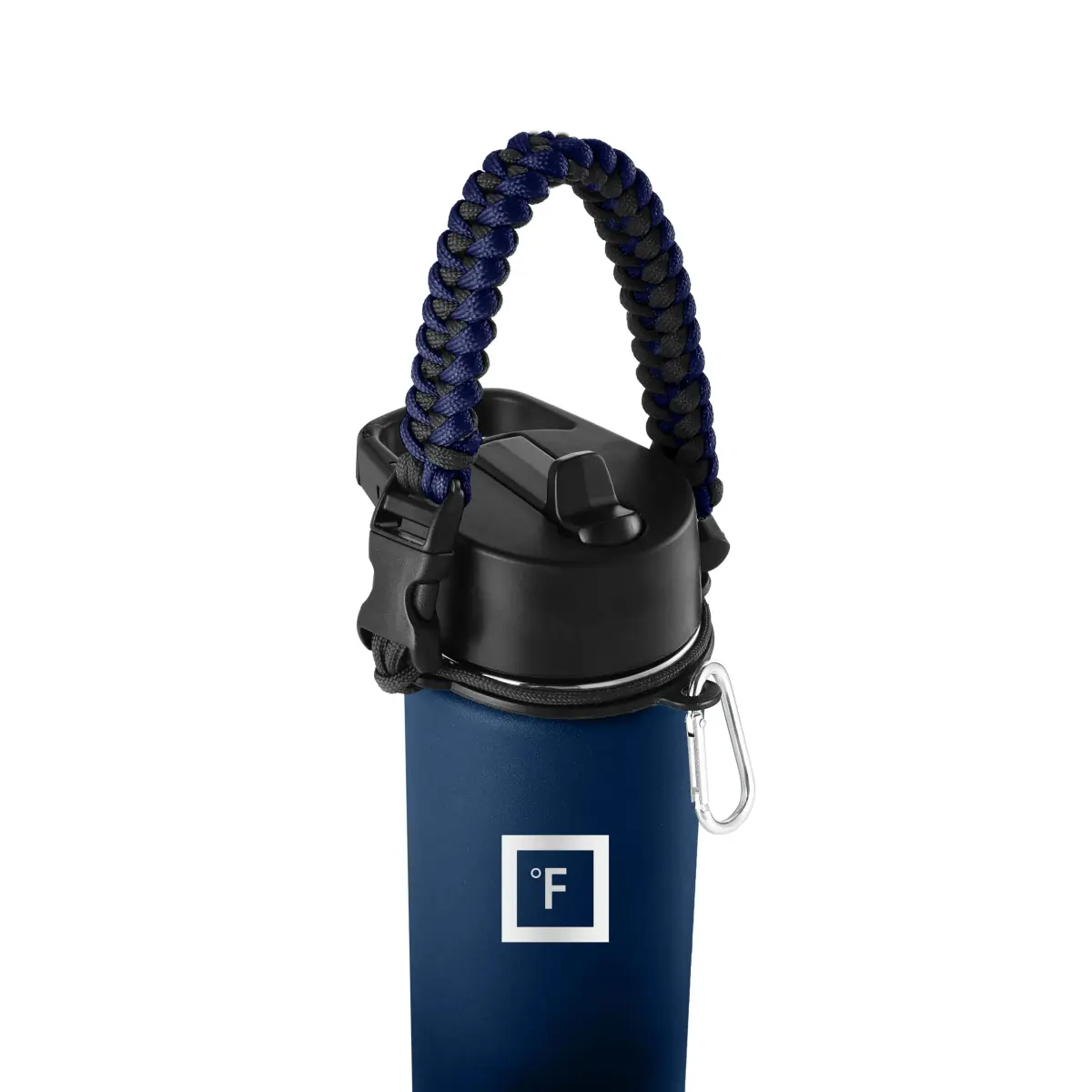 IRON °FLASK Paracord Handle for Wide Mouth Bottles | Durable Carry Strap with Carabiner & Survival Kit - main product image