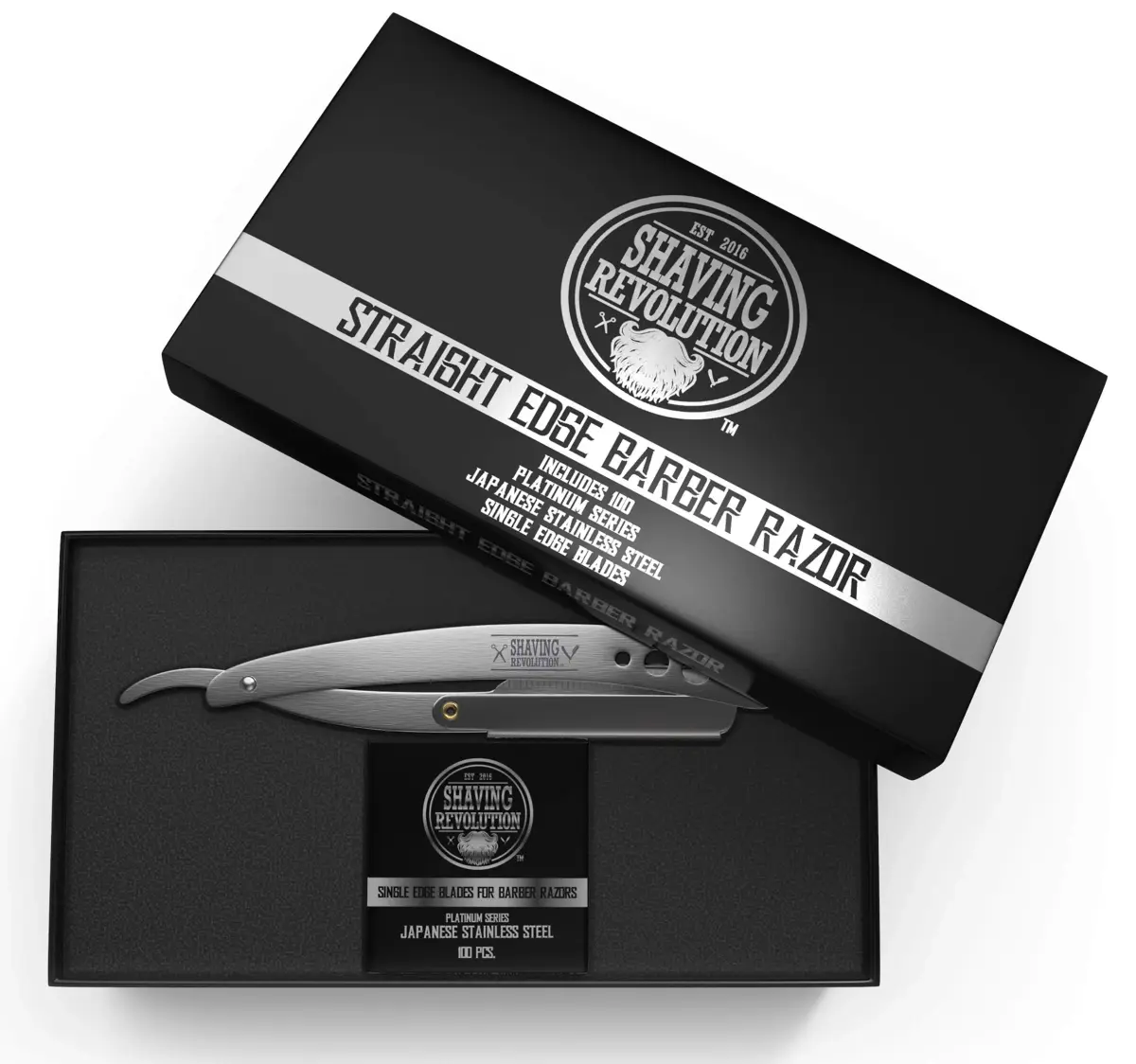 SHAVING REVOLUTION Straight Edge Barber Razor Kit with 100 Single Edge Blades | Professional Close Shave - view 5
