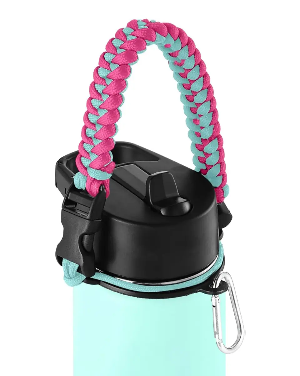 IRON °FLASK Paracord Handle for Wide Mouth Water Bottles with Survival Tools - Bubble Gum - main product image