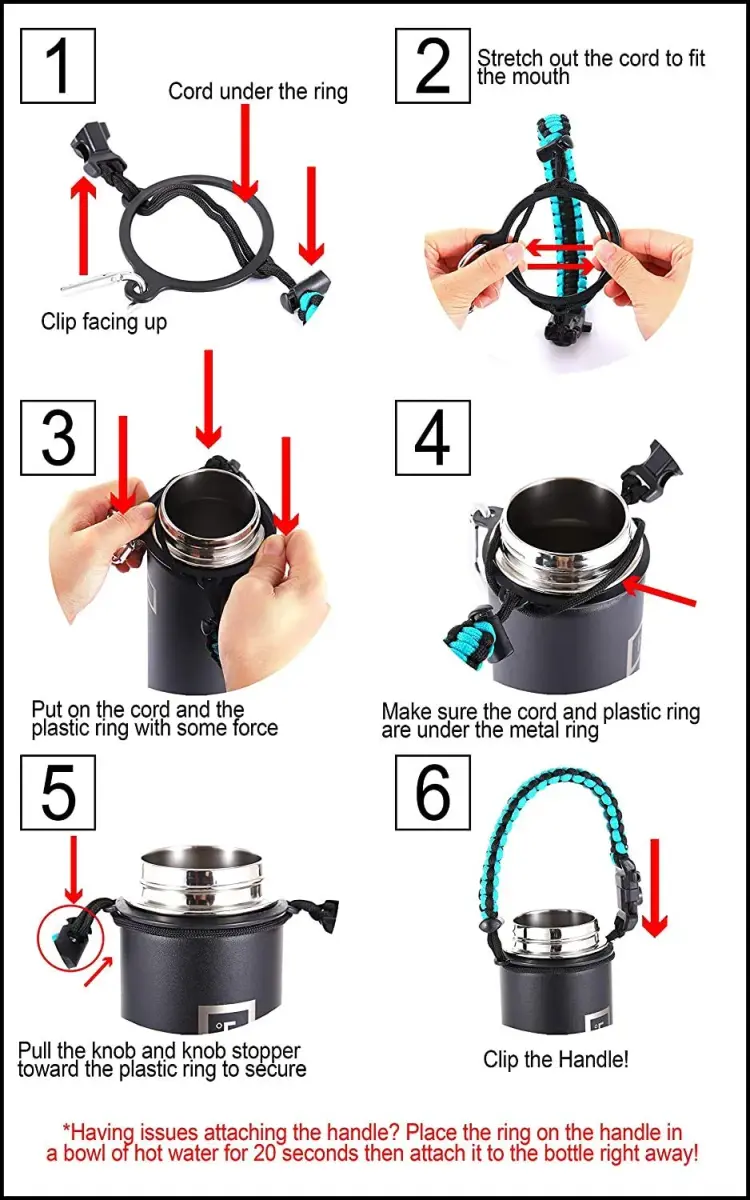 IRON °FLASK Paracord Handle for Wide Mouth Water Bottles with Survival Tools - Bubble Gum - view 2