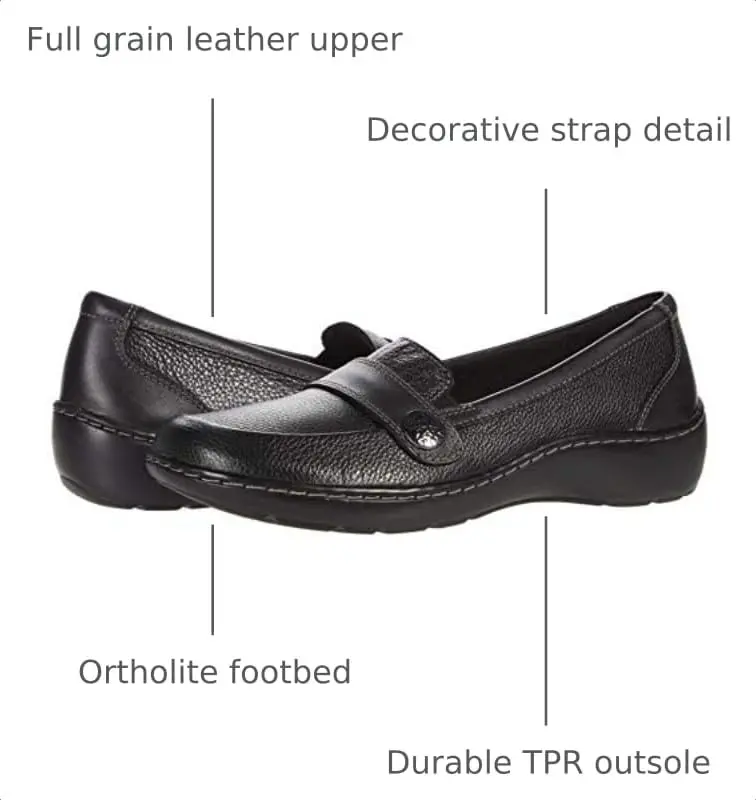 Clarks Women's Cora Daisy Loafer Black Tumbled Leather Wide | Fashion Casual Slip-On - view 4