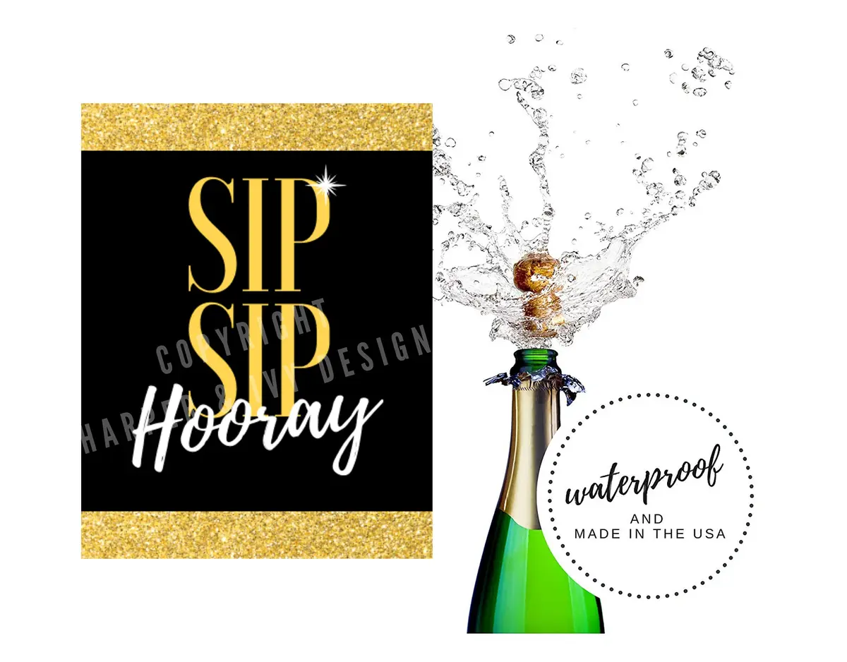 Harper & Ivy Designs 70th Birthday Wine Bottle Labels | Funny Black Gold Cheers to 70 Years (100 words) - view 7