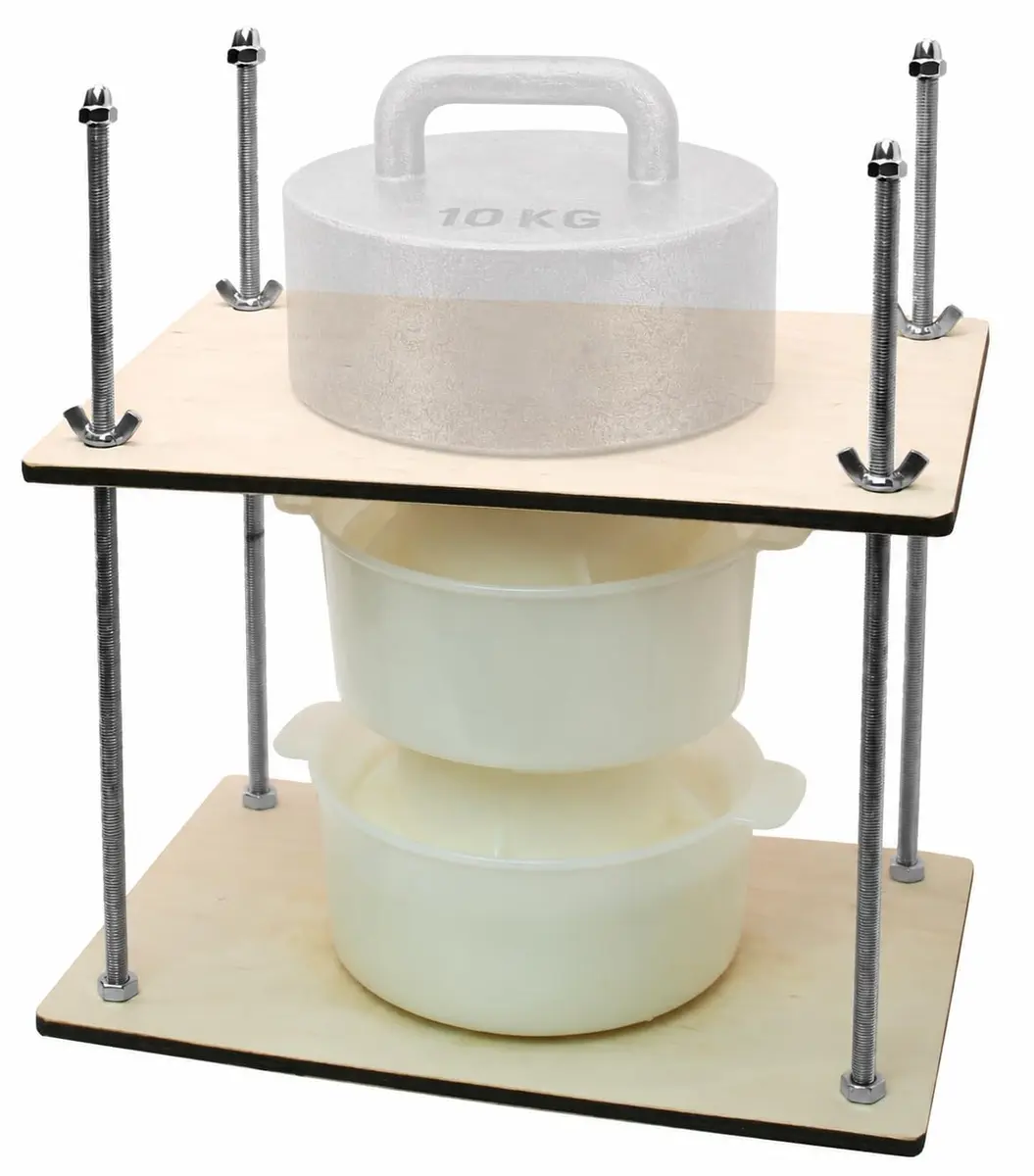 PetriStor Wooden Cheese Press with 2 Cheese Mold, 1.3Qt | Home Cheese Making Kit for Hard & Soft Cheeses - main product image