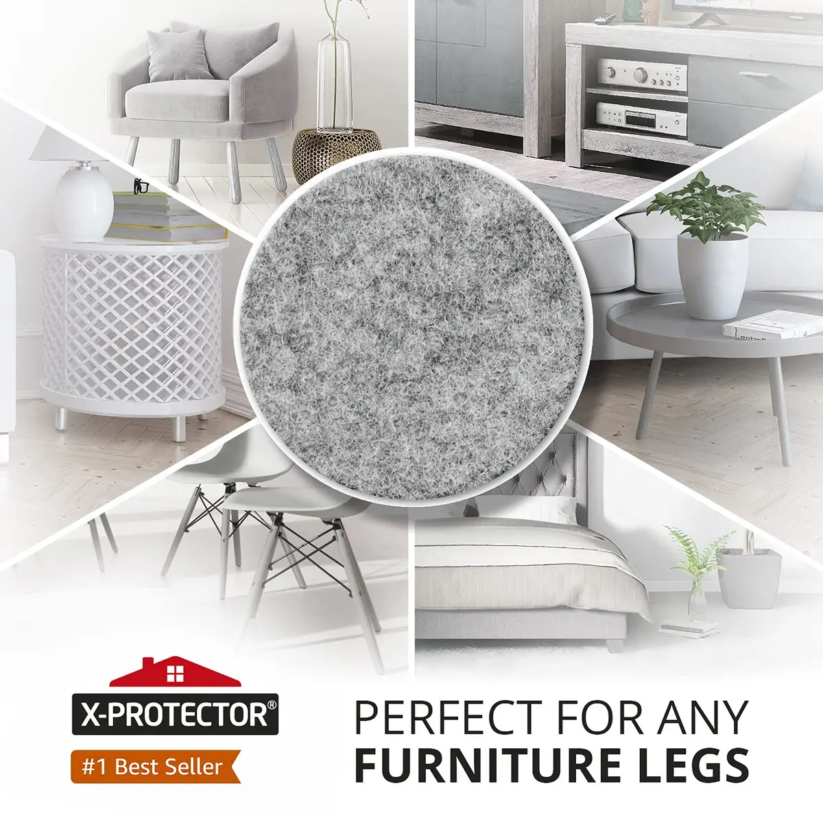 X-Protector Grey 48 PCS 1" Round Furniture Floor Protector Pads | Protects Wood & Laminate Floors - view 3