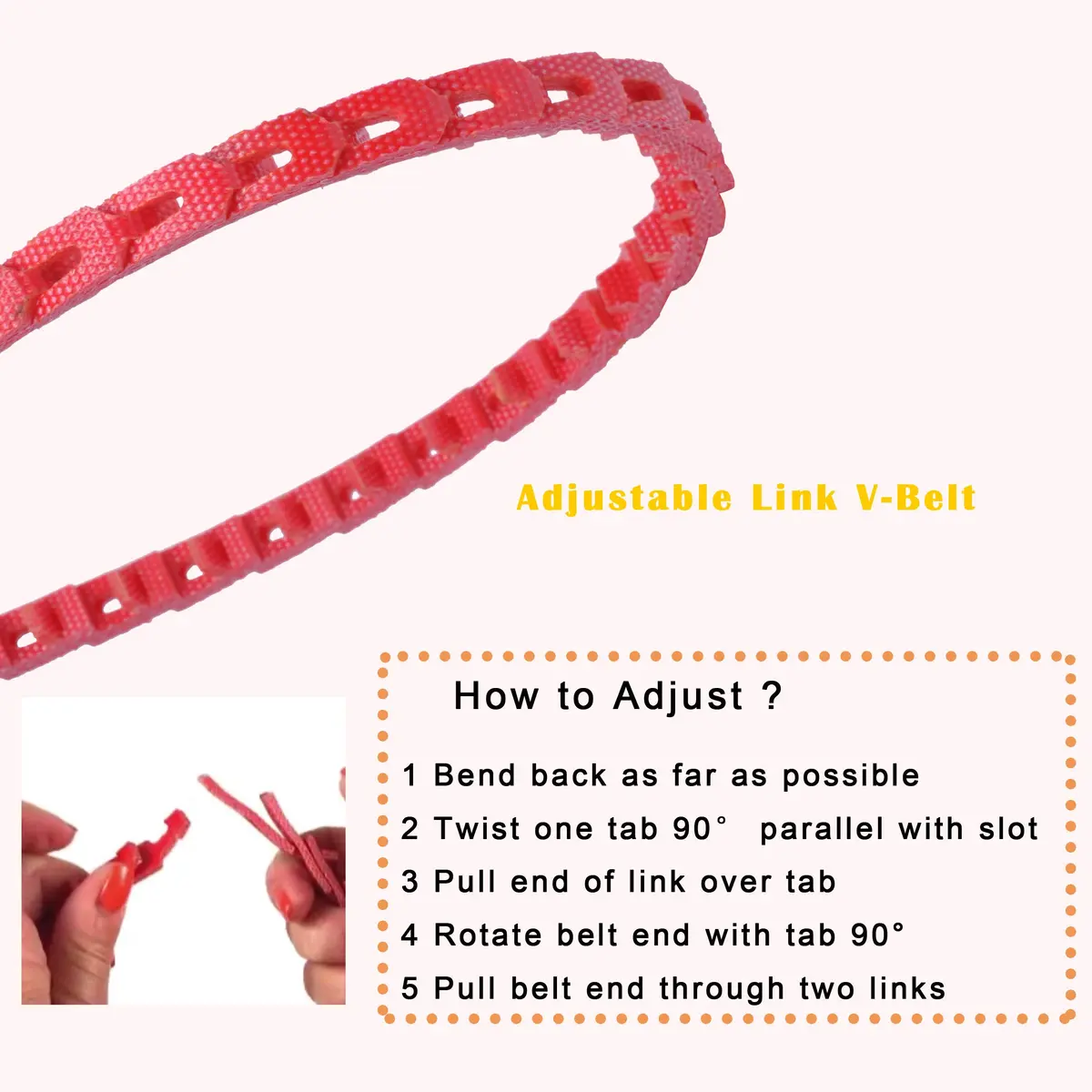 Poweka 1/2-Inch x 5-Feet Adjustable Link Drive V-Belt | Vibration-Free Industrial Transmission Belt - view 8