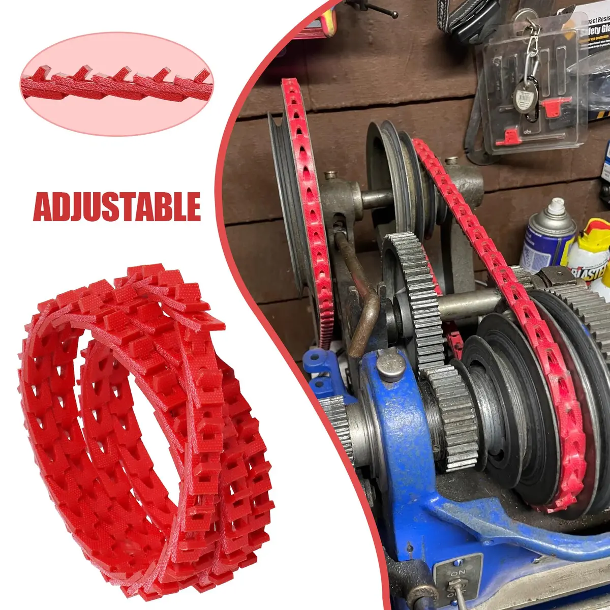 Poweka 1/2-Inch x 5-Feet Adjustable Link Drive V-Belt | Vibration-Free Industrial Transmission Belt - view 4