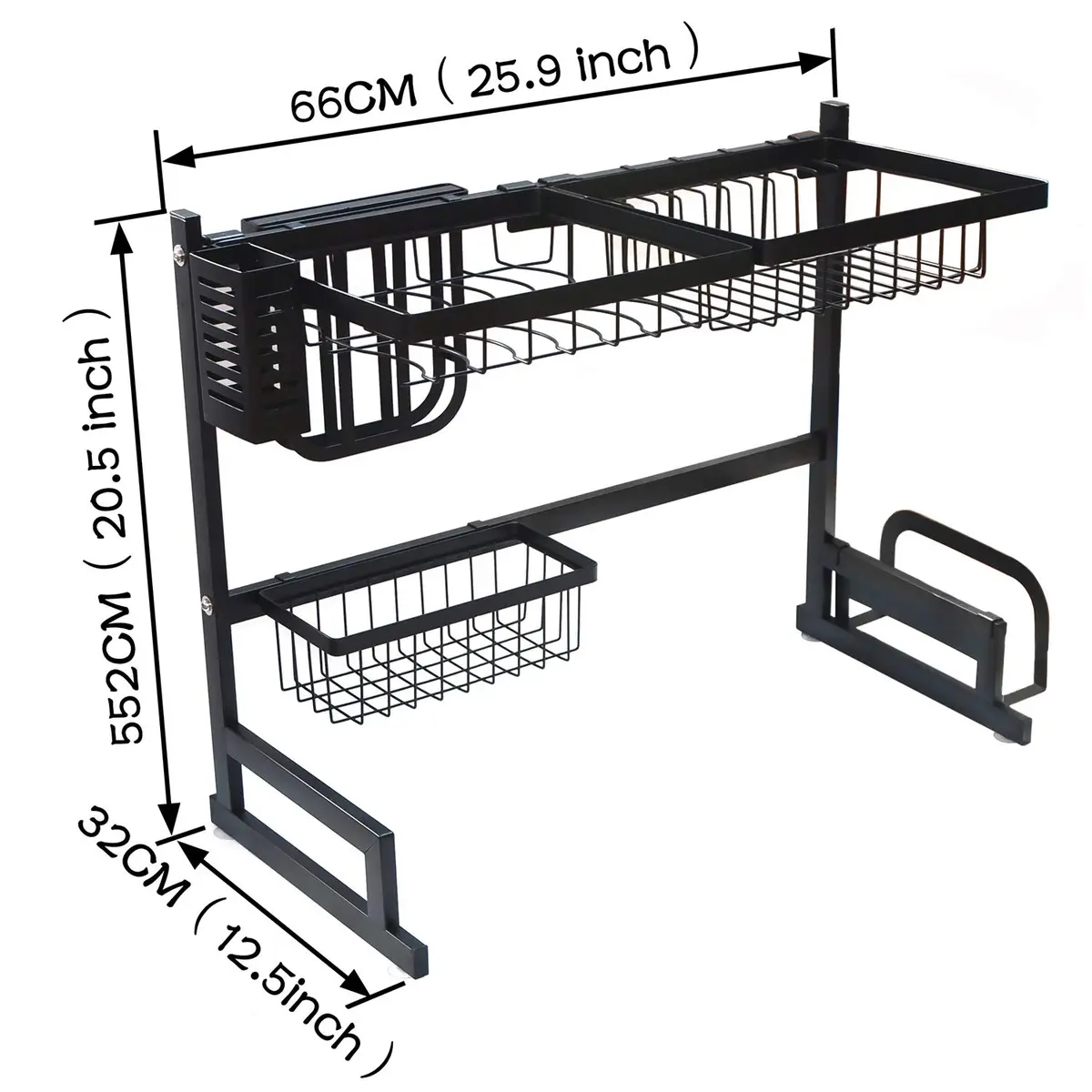 HTTMT Stainless Steel Dish Rack Over Sink W/Cutlery Holder 27.17in x 13in | Durable, Rust-Free Kitchen Organizer - view 2