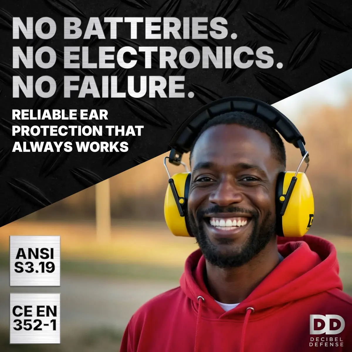DECIBEL DEFENSE Ear Protection Ear Muffs 37 dB NRR | Industry-Leading Noise Reduction for Shooting & Construction - view 5