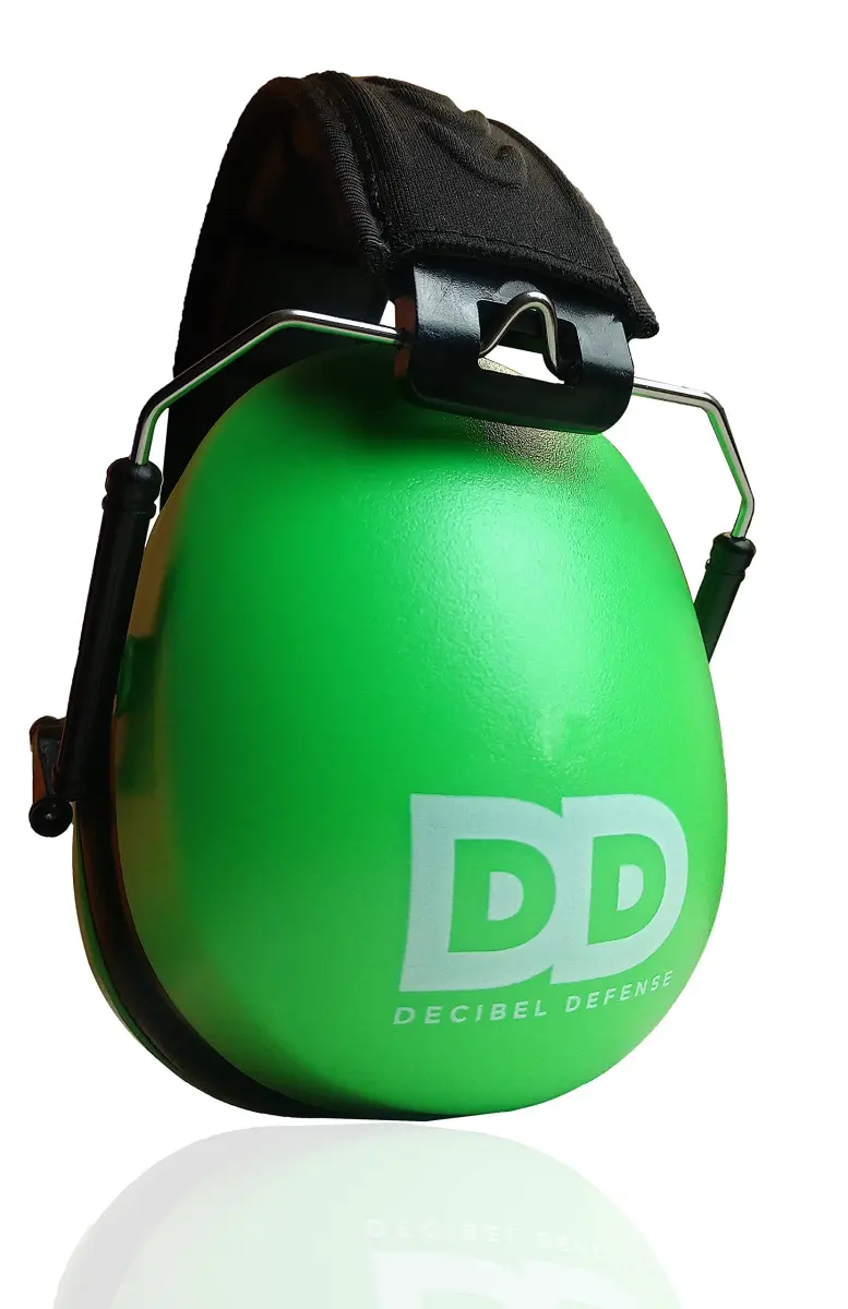 Decibel Defense Regular Size Safety Green Earmuffs | 37 dB NRR Noise Reduction - main product image