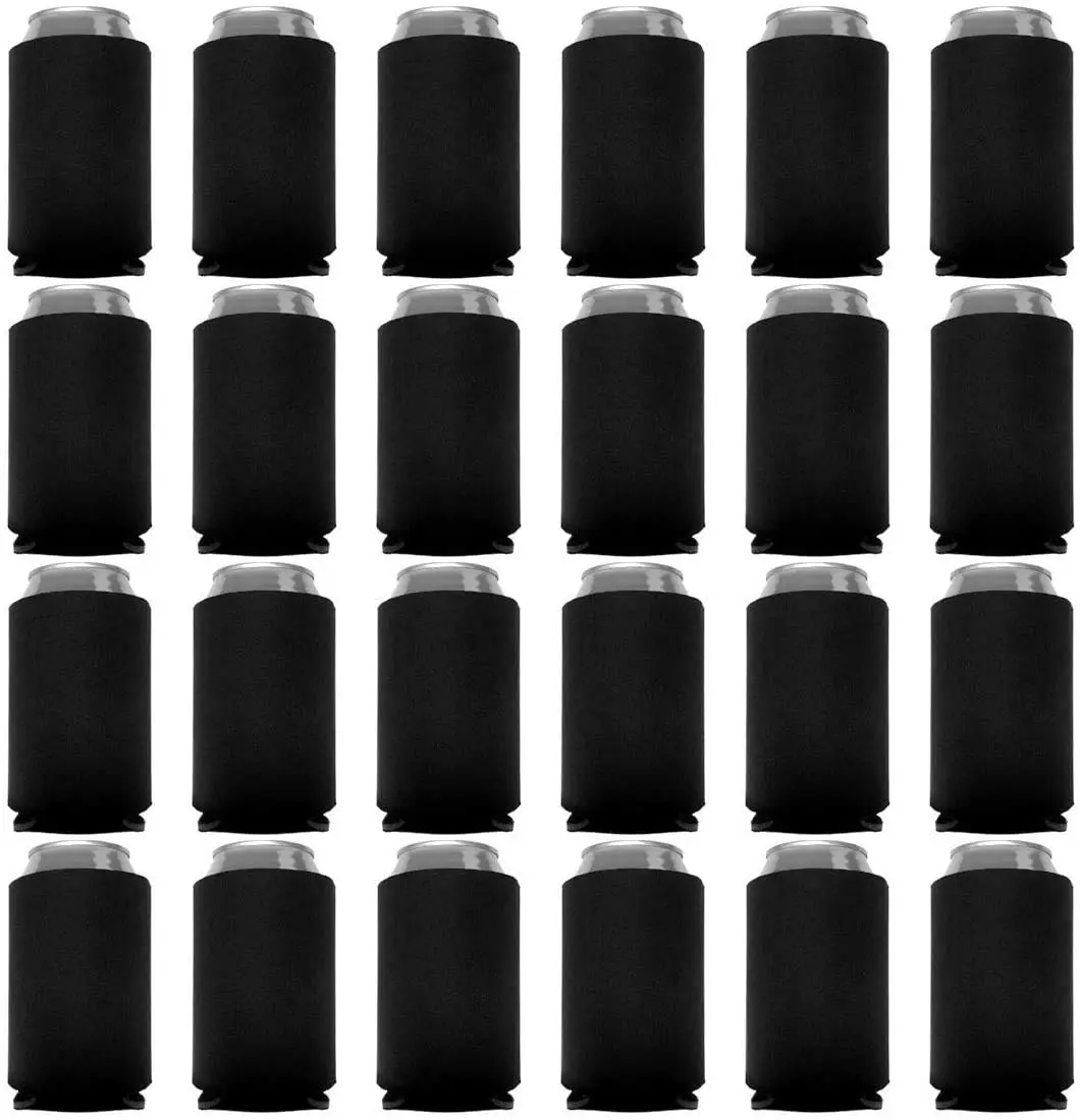 Kropsis Can Cooler Sleeves Blank Poly Foam 12 oz to 16 oz | Customizable Party & Wedding Bulk (50, Black) - view 2