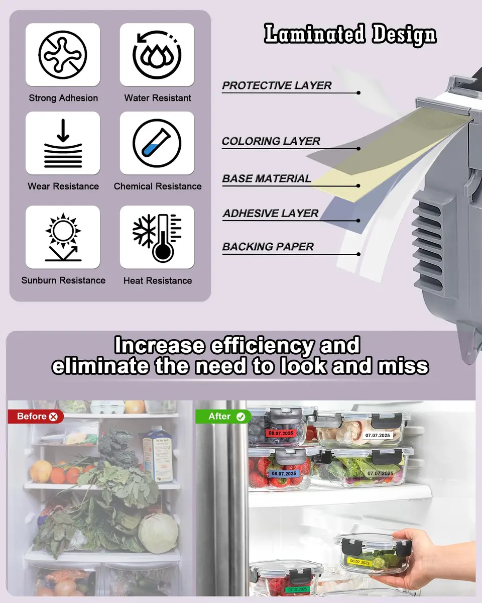 TITBIT Compatible with Brother P Touch TZe-231 12mm Laminated Color Tape | Durable & Water-Resistant (70-120 chars) - view 5